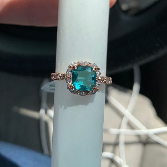 bomb party Jewelry - Aquamarine Rose Gold Plated Camilla Ring size 8